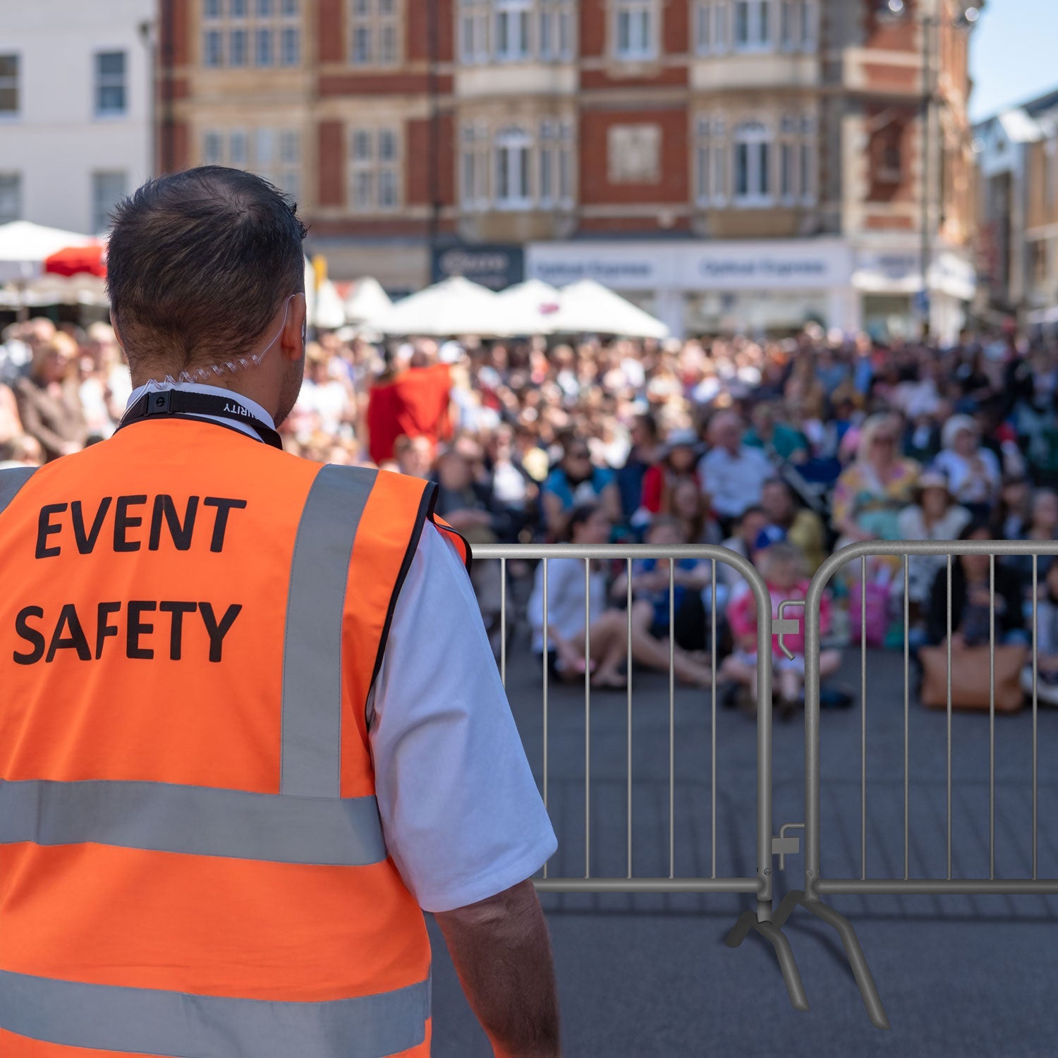 30 Pack - 8.5 Ft Economy Pre - Galvanized Steel Barricades + Storage Cart - Crowd Control Warehouse