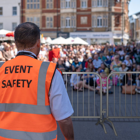 30 Pack - 8.5 Ft Economy Pre - Galvanized Steel Barricades + Storage Cart - Crowd Control Warehouse