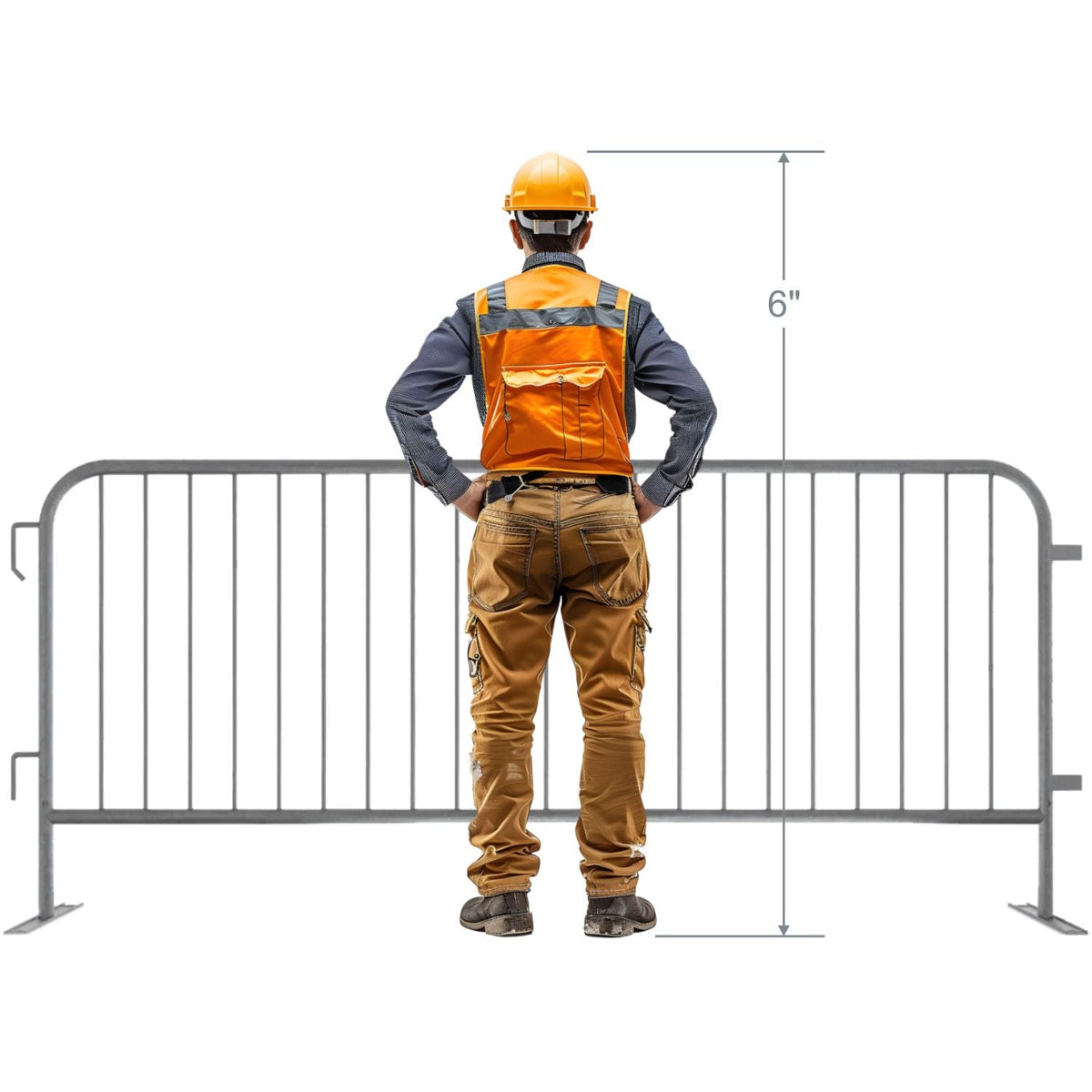 30 Pack - 8.5 Ft Economy Pre - Galvanized Steel Barricades + Storage Cart - Crowd Control Warehouse