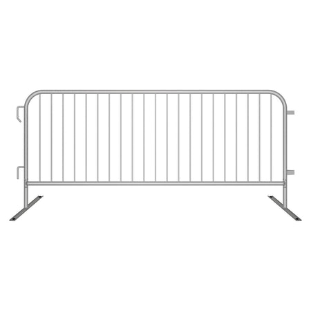 30 Pack - 8.5 Ft Economy Pre - Galvanized Steel Barricades + Storage Cart - Crowd Control Warehouse