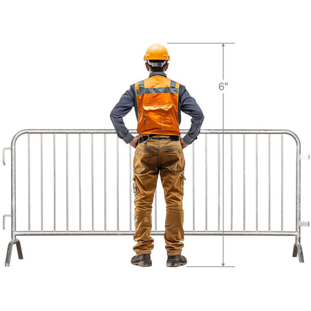 30 Pack - 8.5 Ft Economy Pre - Galvanized Steel Barricades + Storage Cart - Crowd Control Warehouse