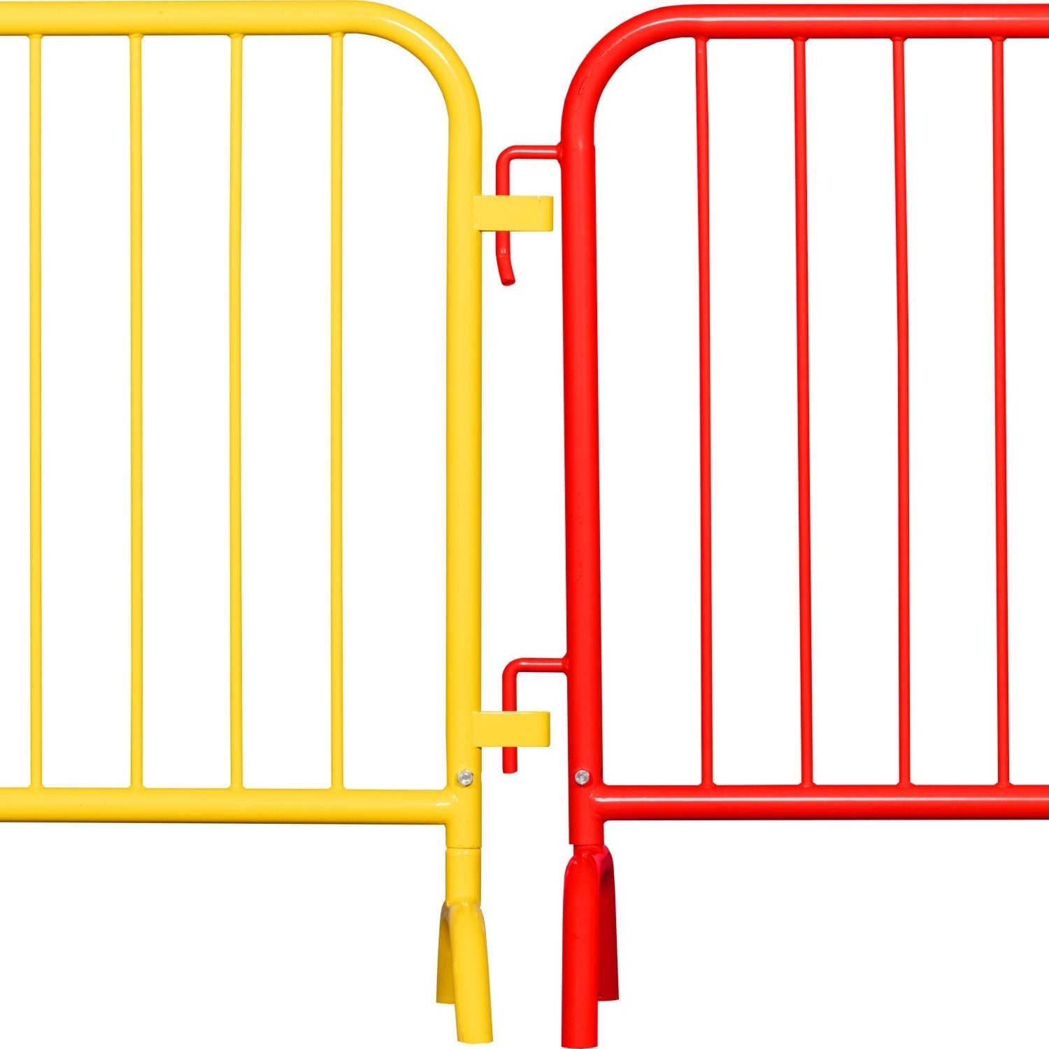 30 Pack - 8.5 Ft Powder - Coated Steel Barricades + Storage Cart - Crowd Control Warehouse