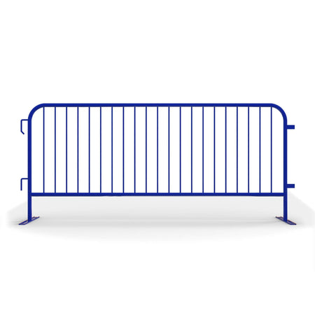30 Pack - 8.5 Ft Powder - Coated Steel Barricades + Storage Cart - Crowd Control Warehouse