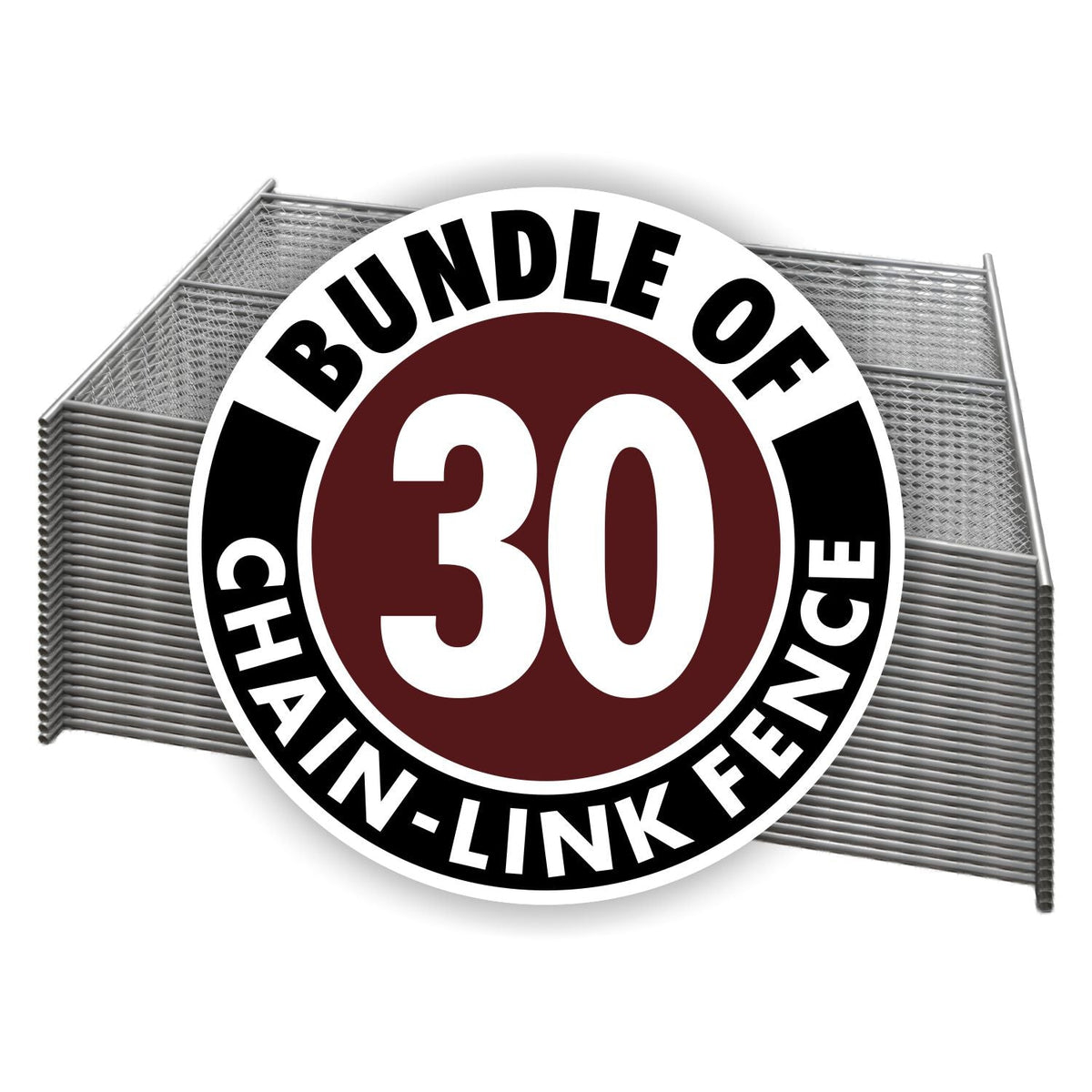 30 - Panel Chain Link Fence Kit - 6 x 10 ft, Cross Braced with Bases & Clamps - Crowd Control Warehouse