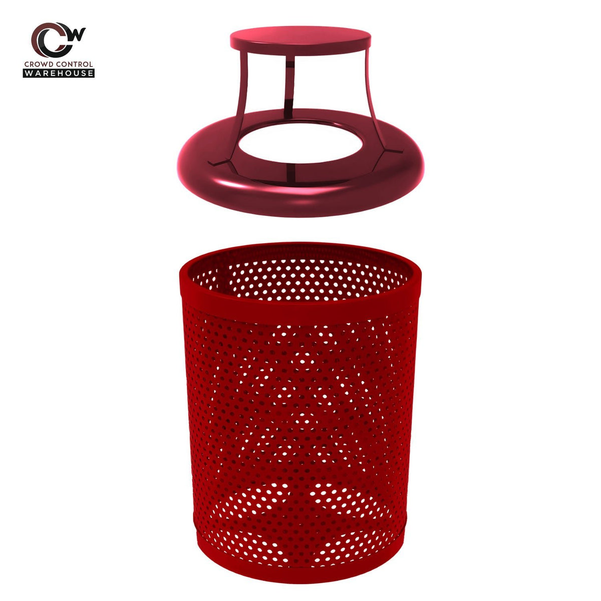 32 Gallon Trash Receptacle - Circular Pattern - Crowd Control Warehouse