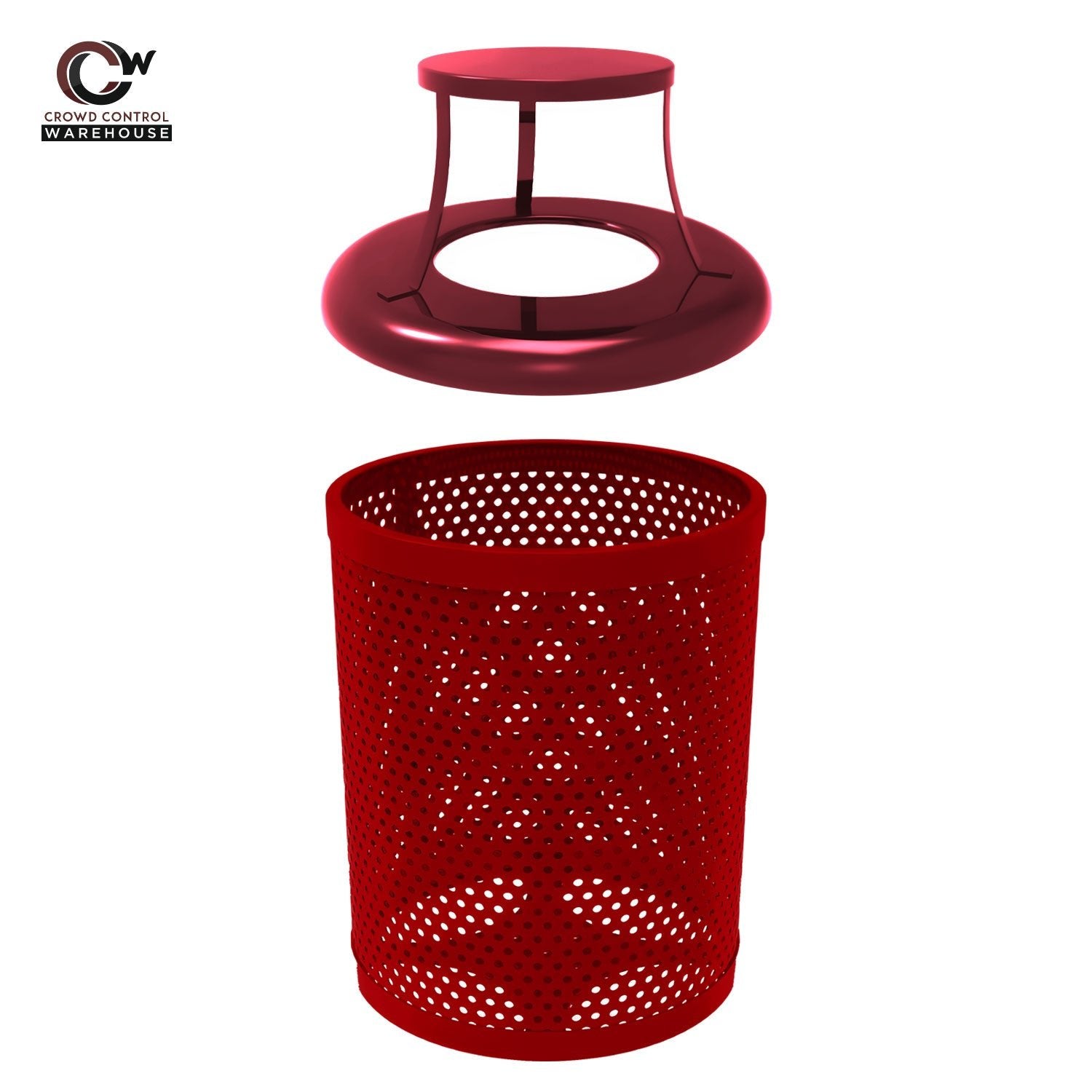 32 Gallon Trash Receptacle - Circular Pattern - Crowd Control Warehouse