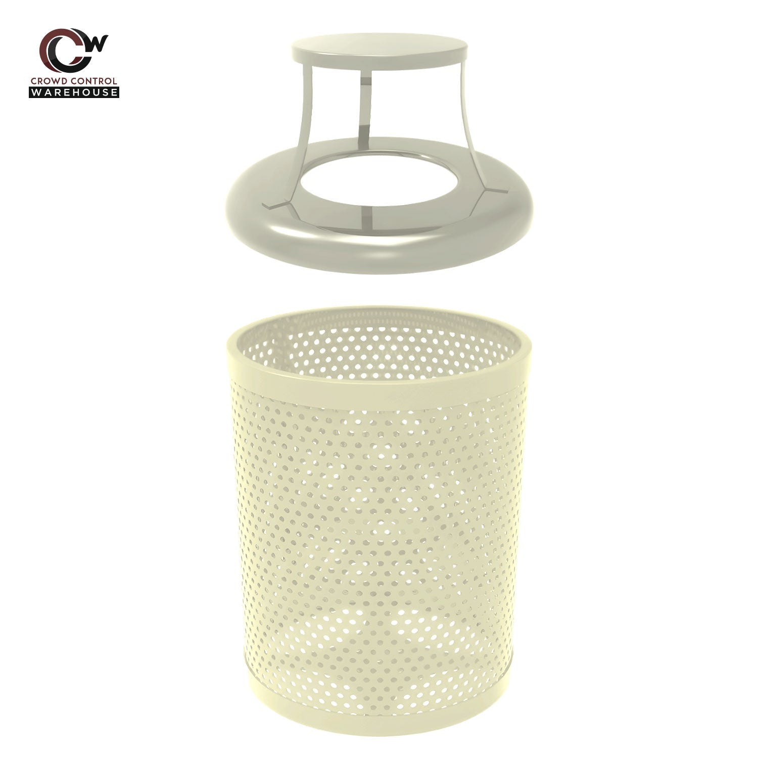 32 Gallon Trash Receptacle - Circular Pattern - Crowd Control Warehouse