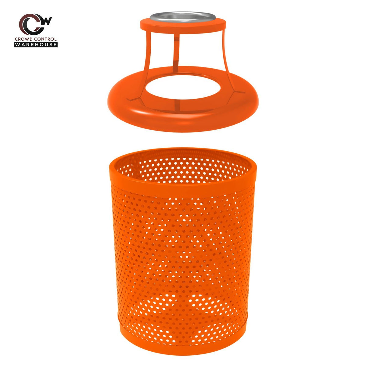 32 Gallon Trash Receptacle - Circular Pattern - Crowd Control Warehouse