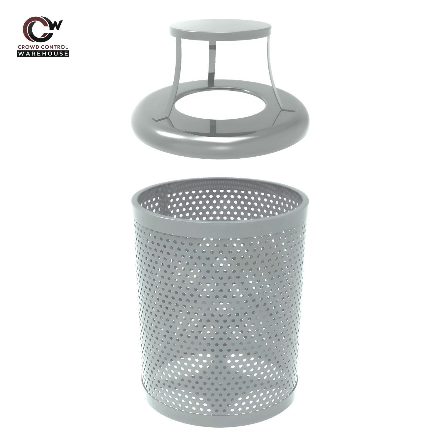 32 Gallon Trash Receptacle - Circular Pattern - Crowd Control Warehouse
