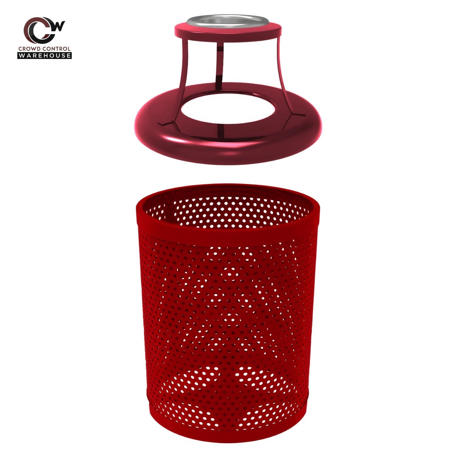 32 Gallon Trash Receptacle - Circular Pattern - Crowd Control Warehouse