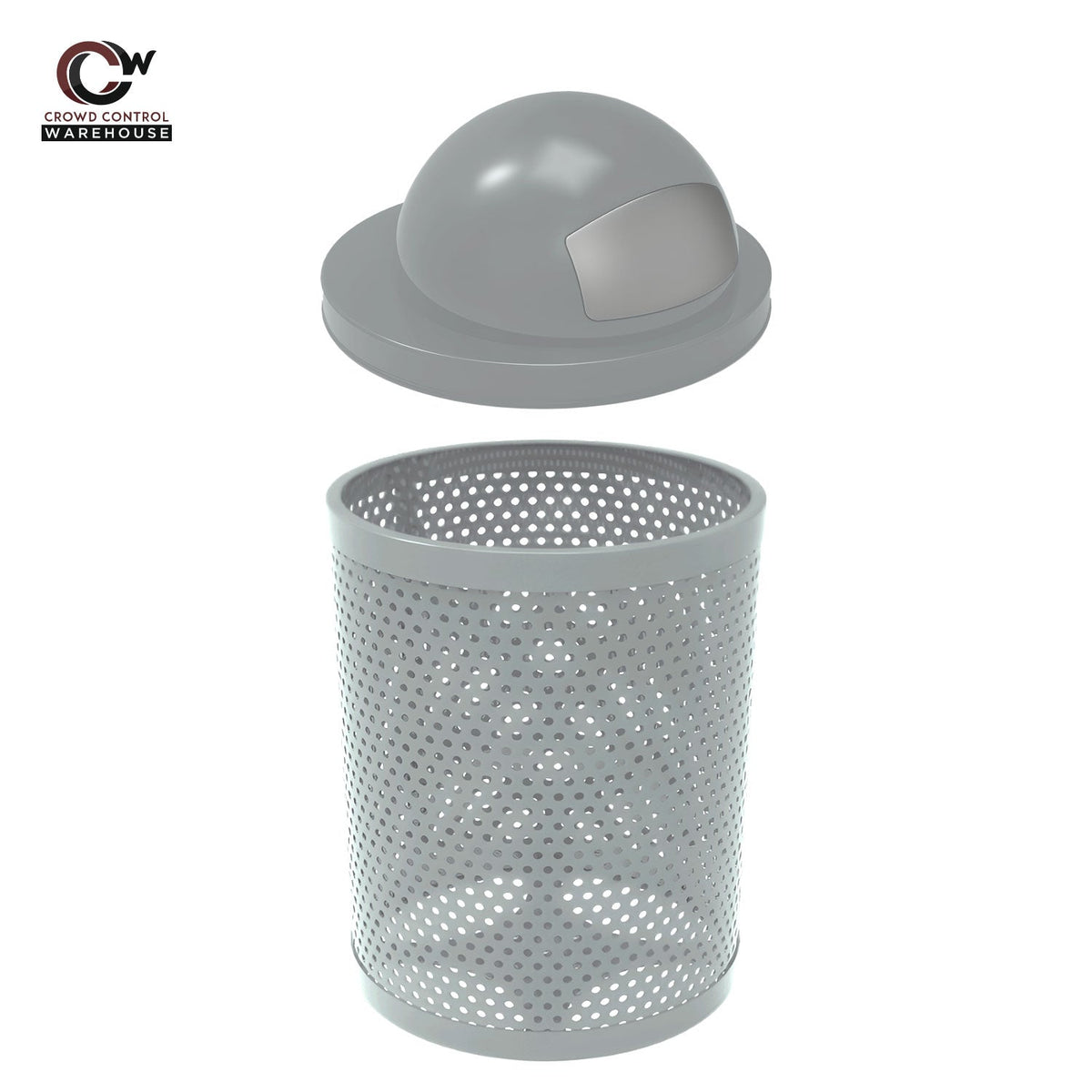 32 Gallon Trash Receptacle - Circular Pattern - Crowd Control Warehouse
