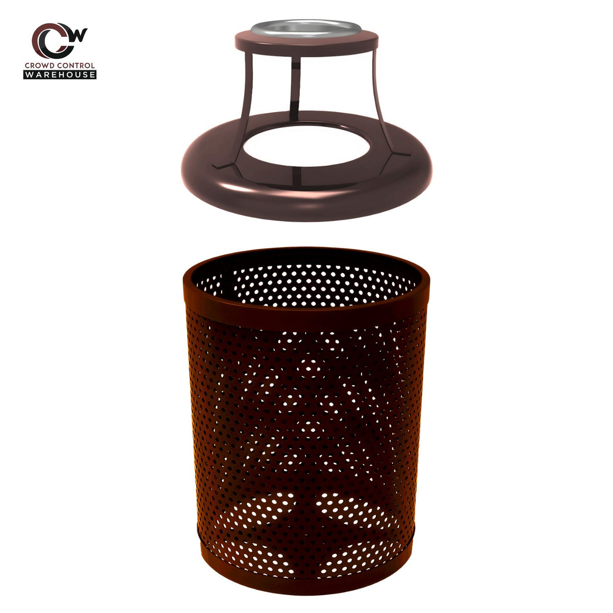 32 Gallon Trash Receptacle - Circular Pattern - Crowd Control Warehouse