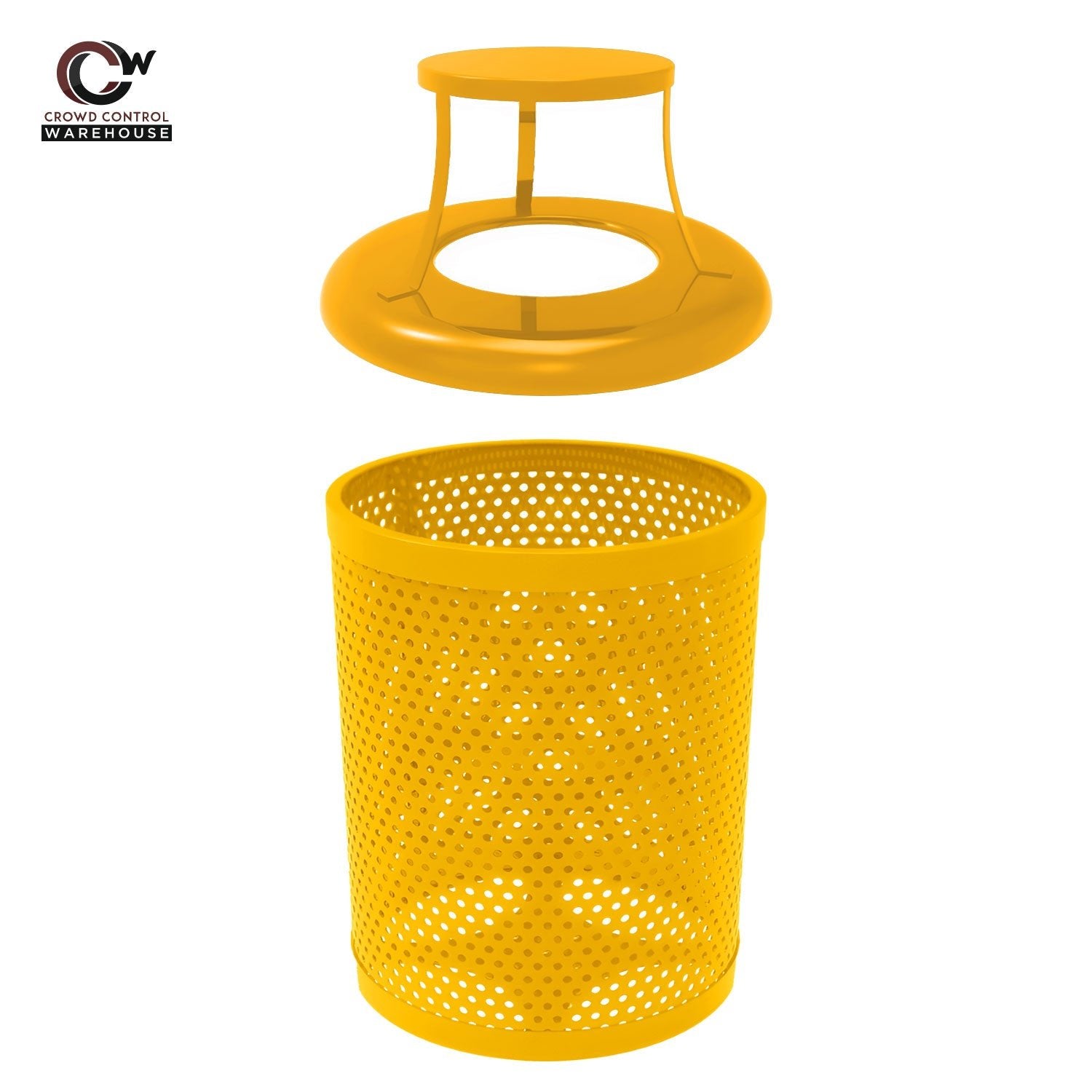 32 Gallon Trash Receptacle - Circular Pattern - Crowd Control Warehouse
