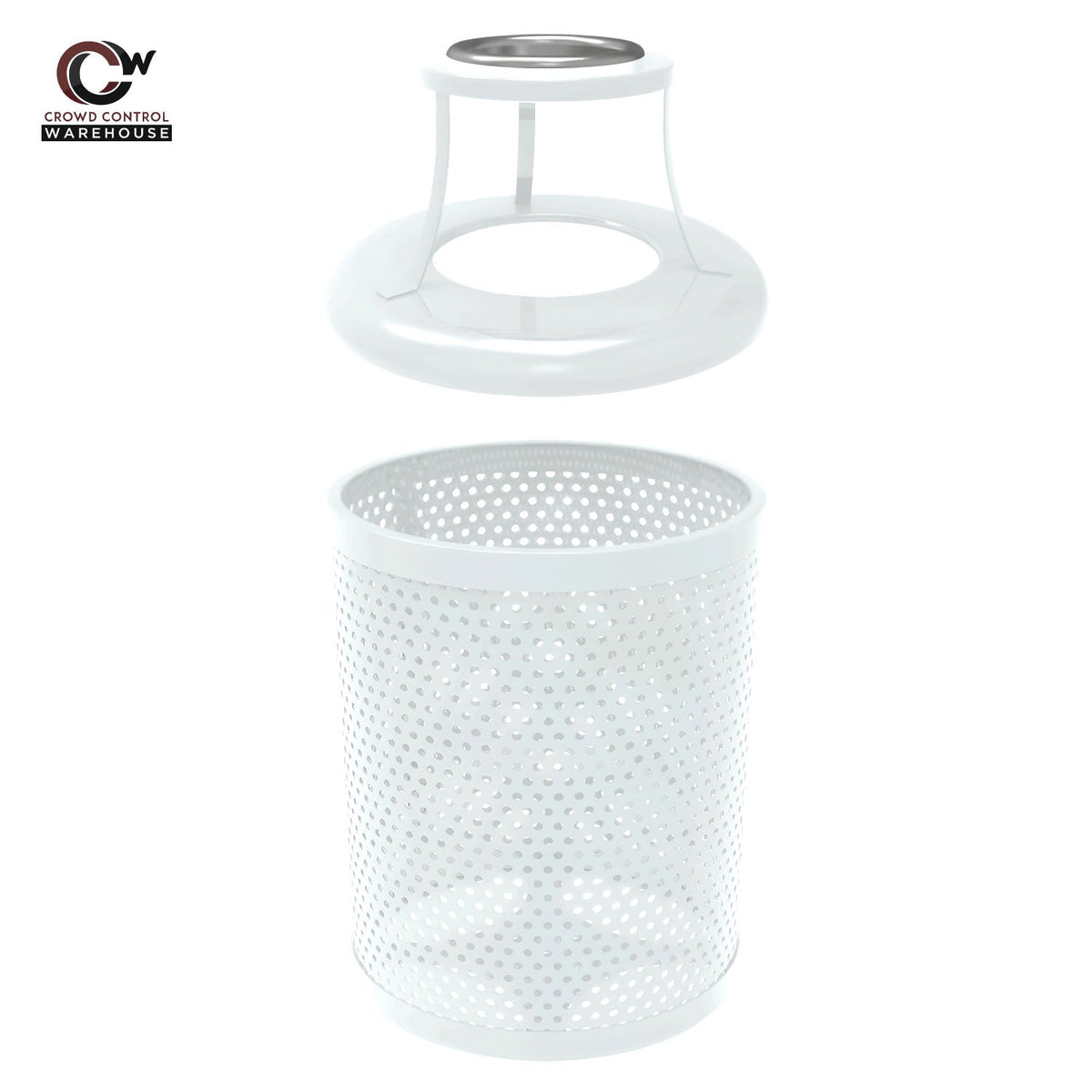 32 Gallon Trash Receptacle - Circular Pattern - Crowd Control Warehouse