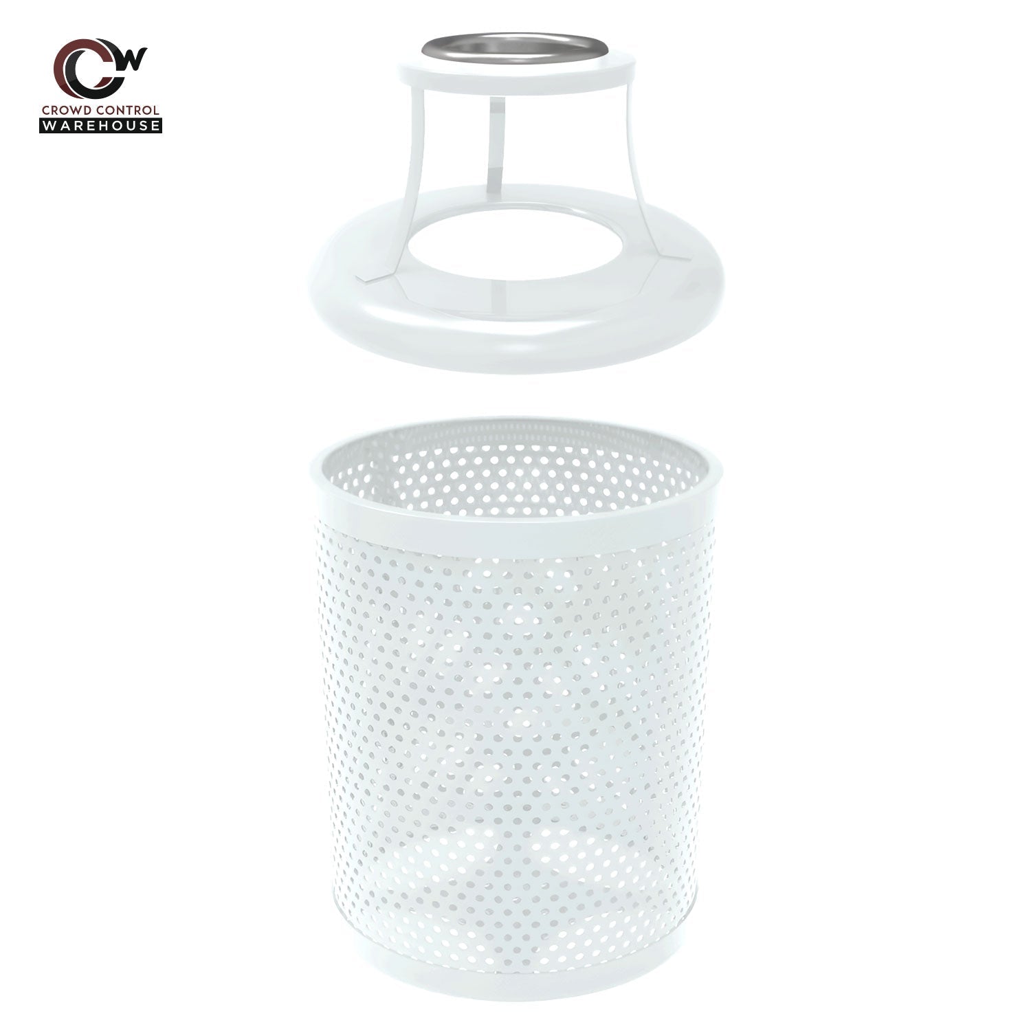 32 Gallon Trash Receptacle - Circular Pattern - Crowd Control Warehouse