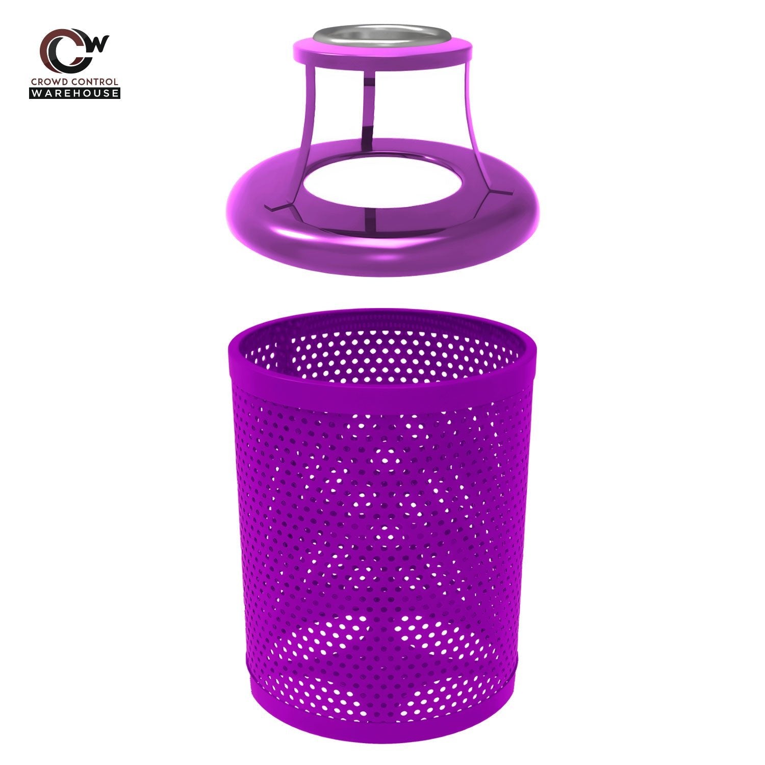 32 Gallon Trash Receptacle - Circular Pattern - Crowd Control Warehouse