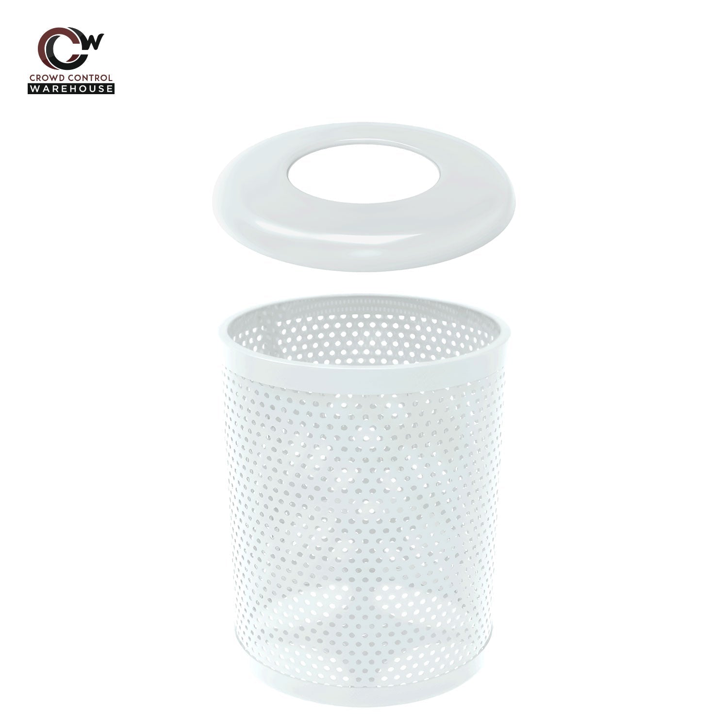 32 Gallon Trash Receptacle - Circular Pattern - Crowd Control Warehouse