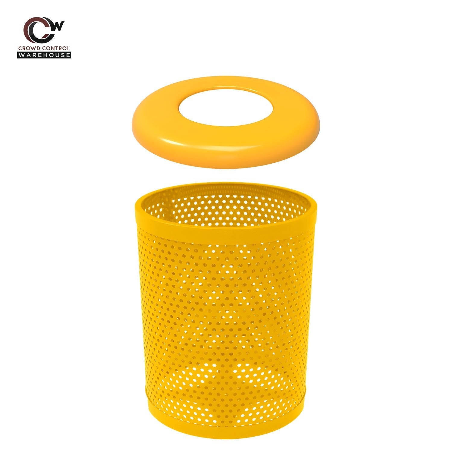 32 Gallon Trash Receptacle - Circular Pattern - Crowd Control Warehouse