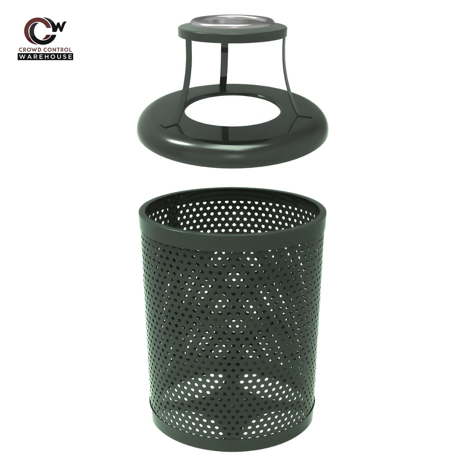 32 Gallon Trash Receptacle - Circular Pattern - Crowd Control Warehouse
