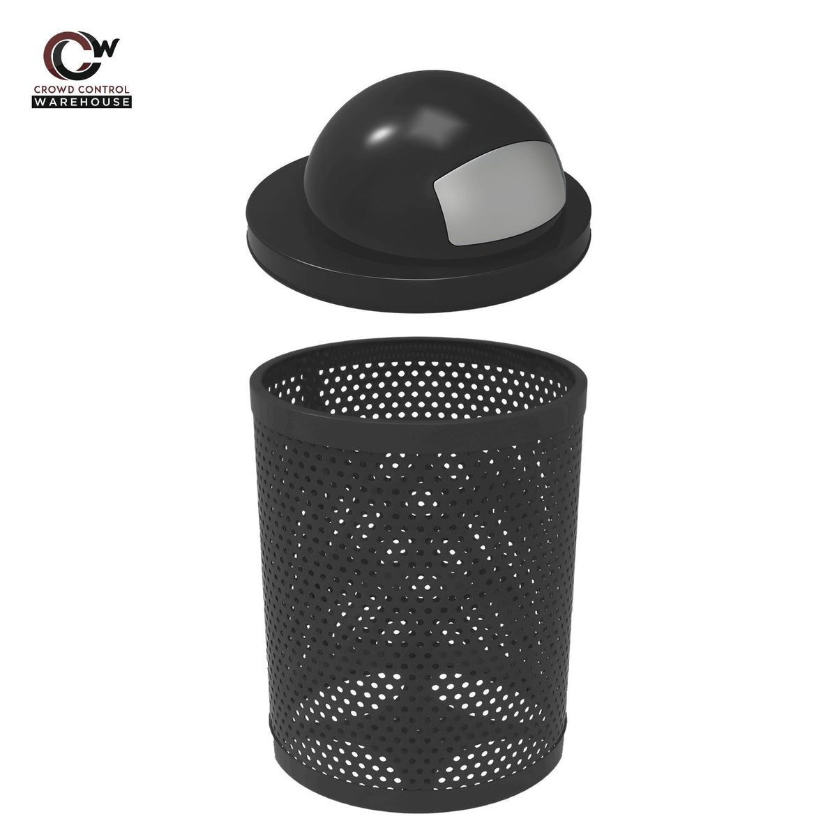 32 Gallon Trash Receptacle - Circular Pattern - Crowd Control Warehouse