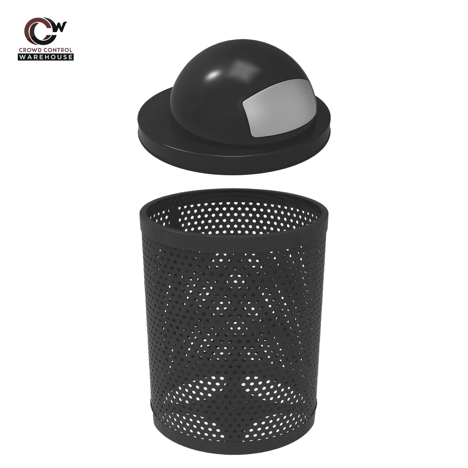 32 Gallon Trash Receptacle - Circular Pattern - Crowd Control Warehouse