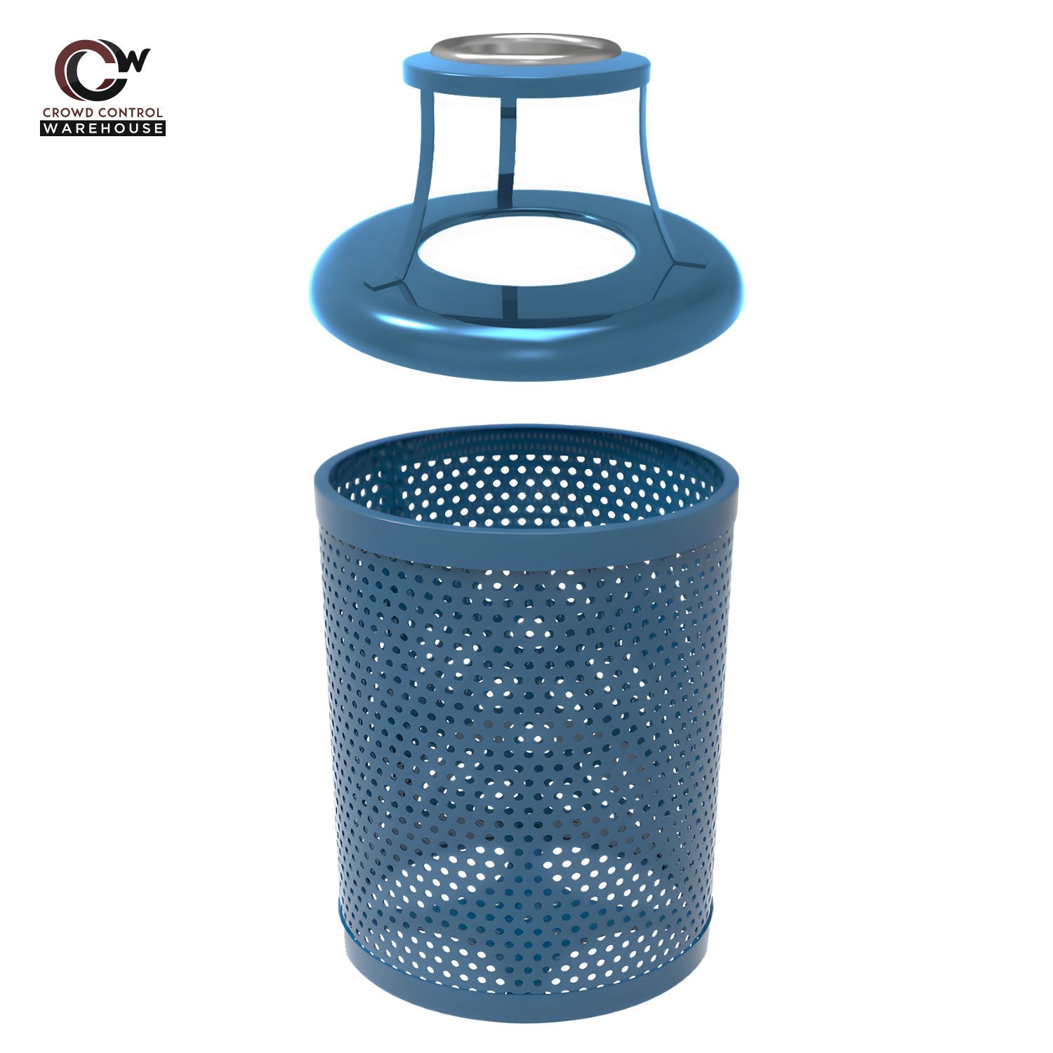 32 Gallon Trash Receptacle - Circular Pattern - Crowd Control Warehouse