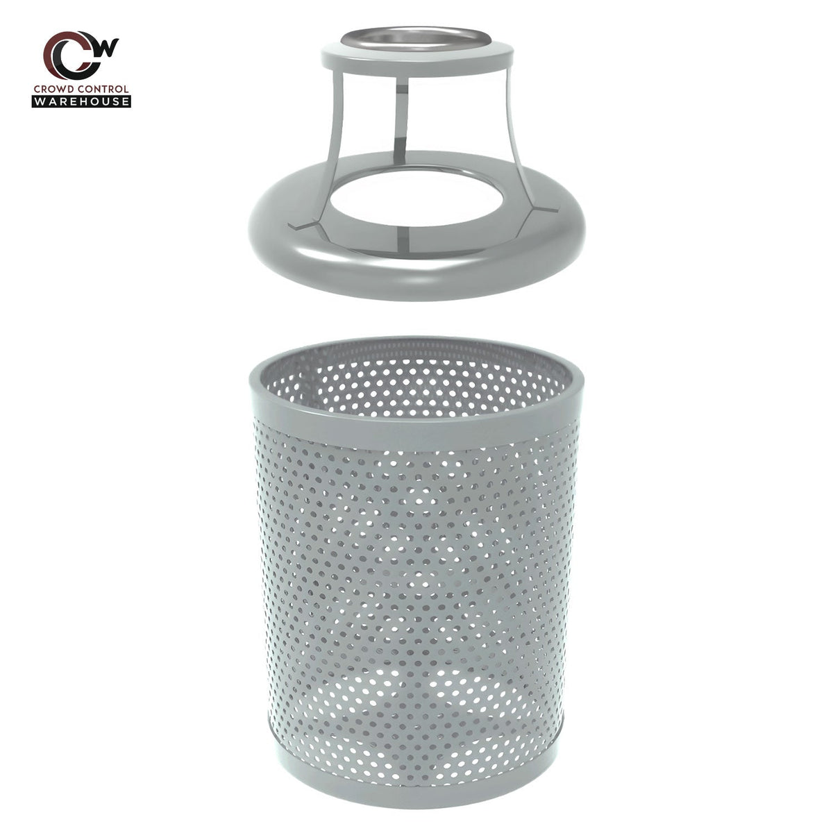 32 Gallon Trash Receptacle - Circular Pattern - Crowd Control Warehouse