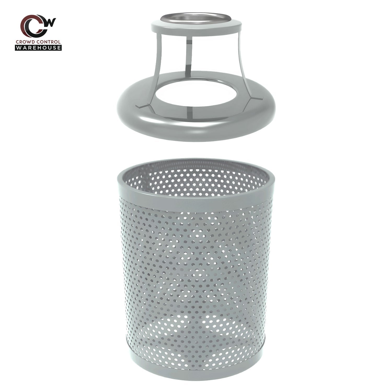 32 Gallon Trash Receptacle - Circular Pattern - Crowd Control Warehouse
