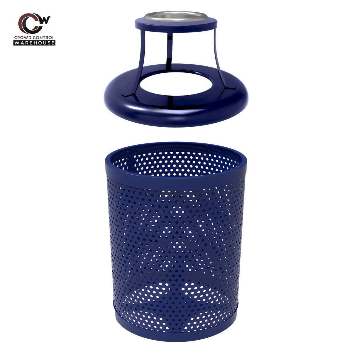 32 Gallon Trash Receptacle - Circular Pattern - Crowd Control Warehouse