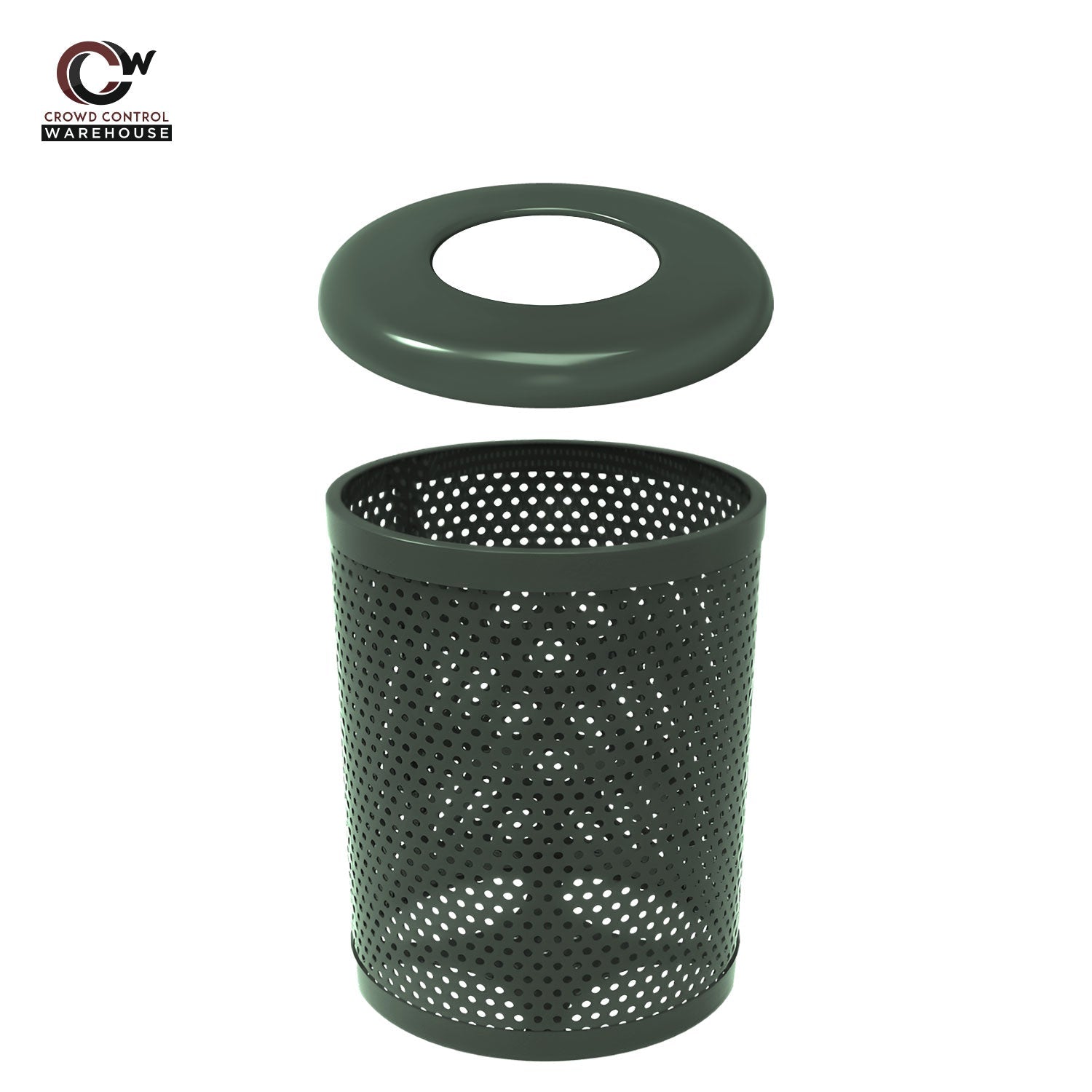 32 Gallon Trash Receptacle - Circular Pattern - Crowd Control Warehouse