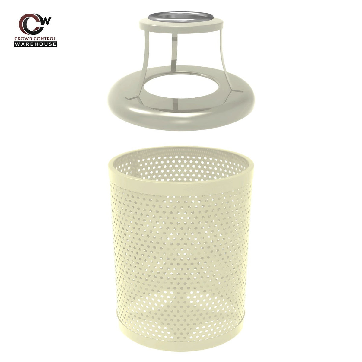 32 Gallon Trash Receptacle - Circular Pattern - Crowd Control Warehouse