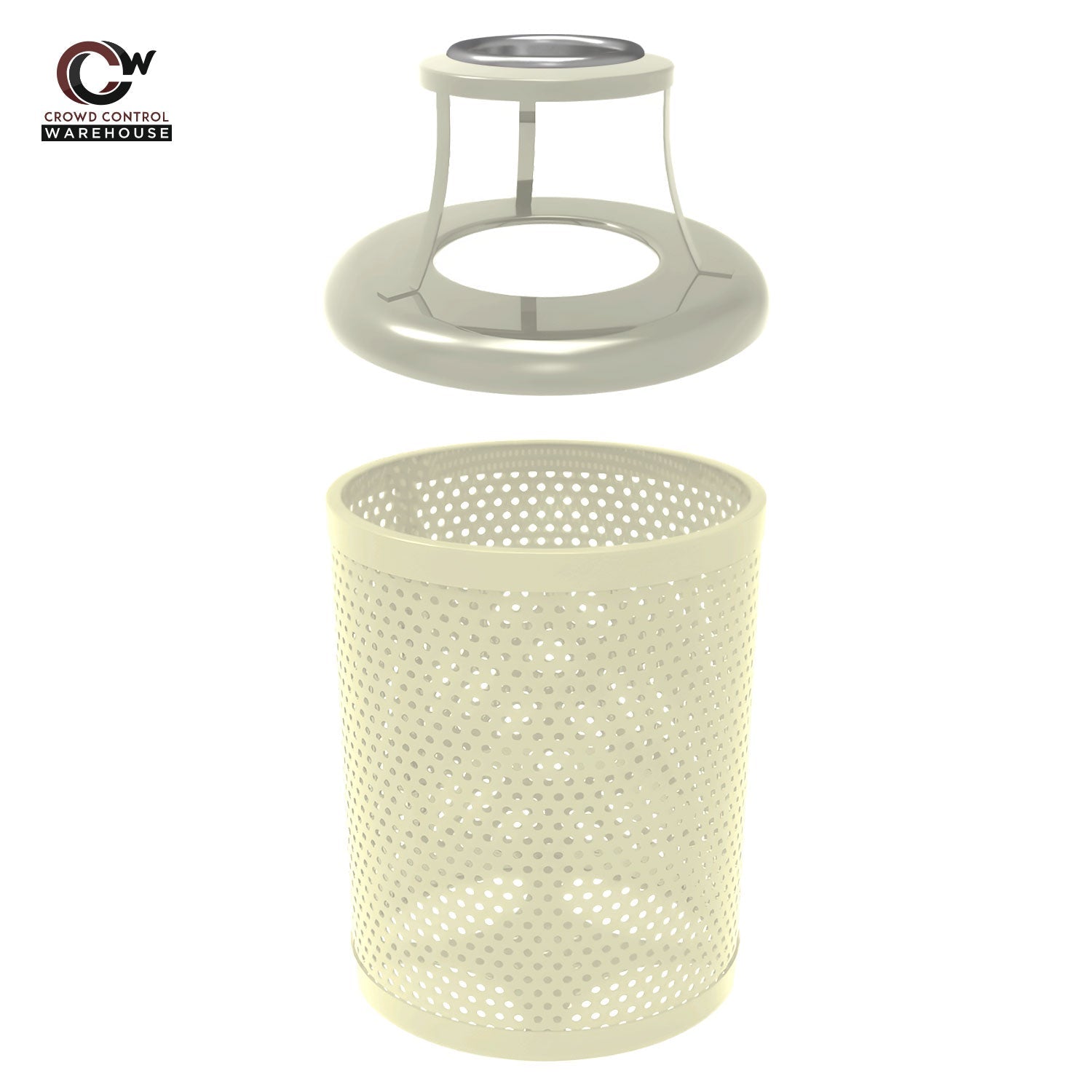 32 Gallon Trash Receptacle - Circular Pattern - Crowd Control Warehouse