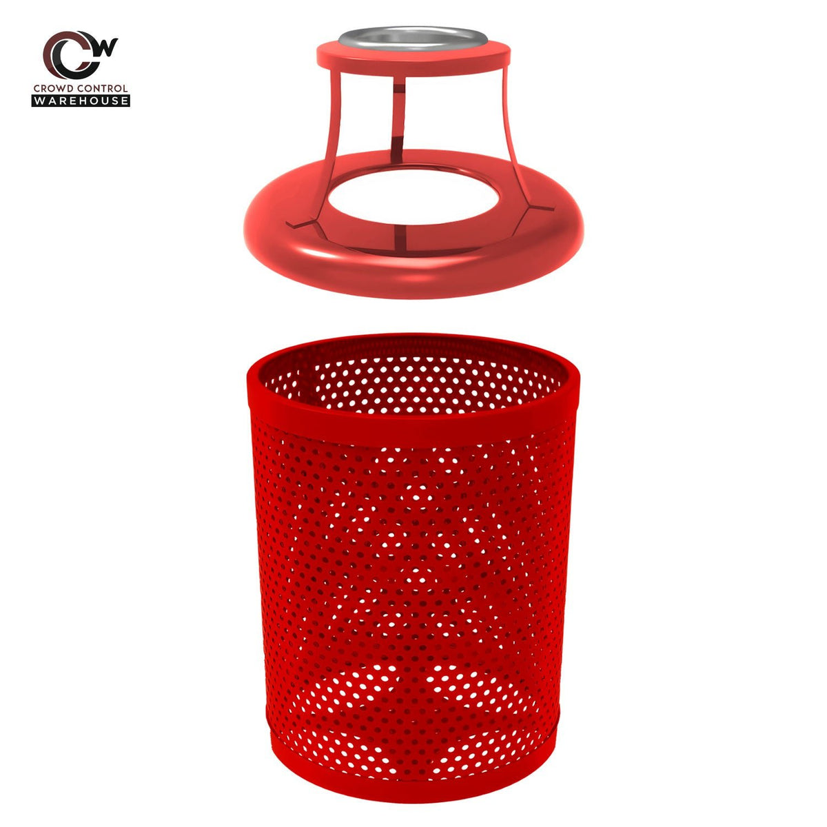32 Gallon Trash Receptacle - Circular Pattern - Crowd Control Warehouse