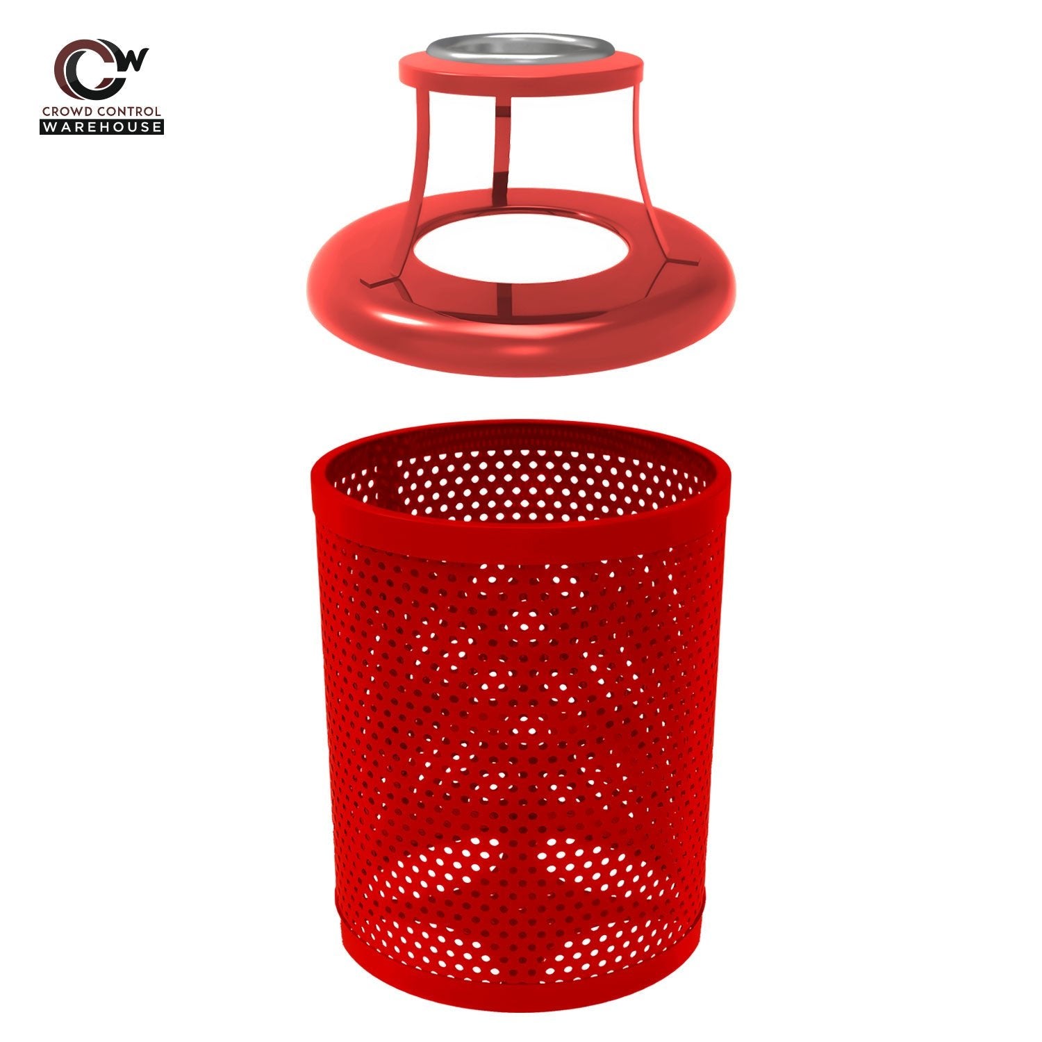 32 Gallon Trash Receptacle - Circular Pattern - Crowd Control Warehouse