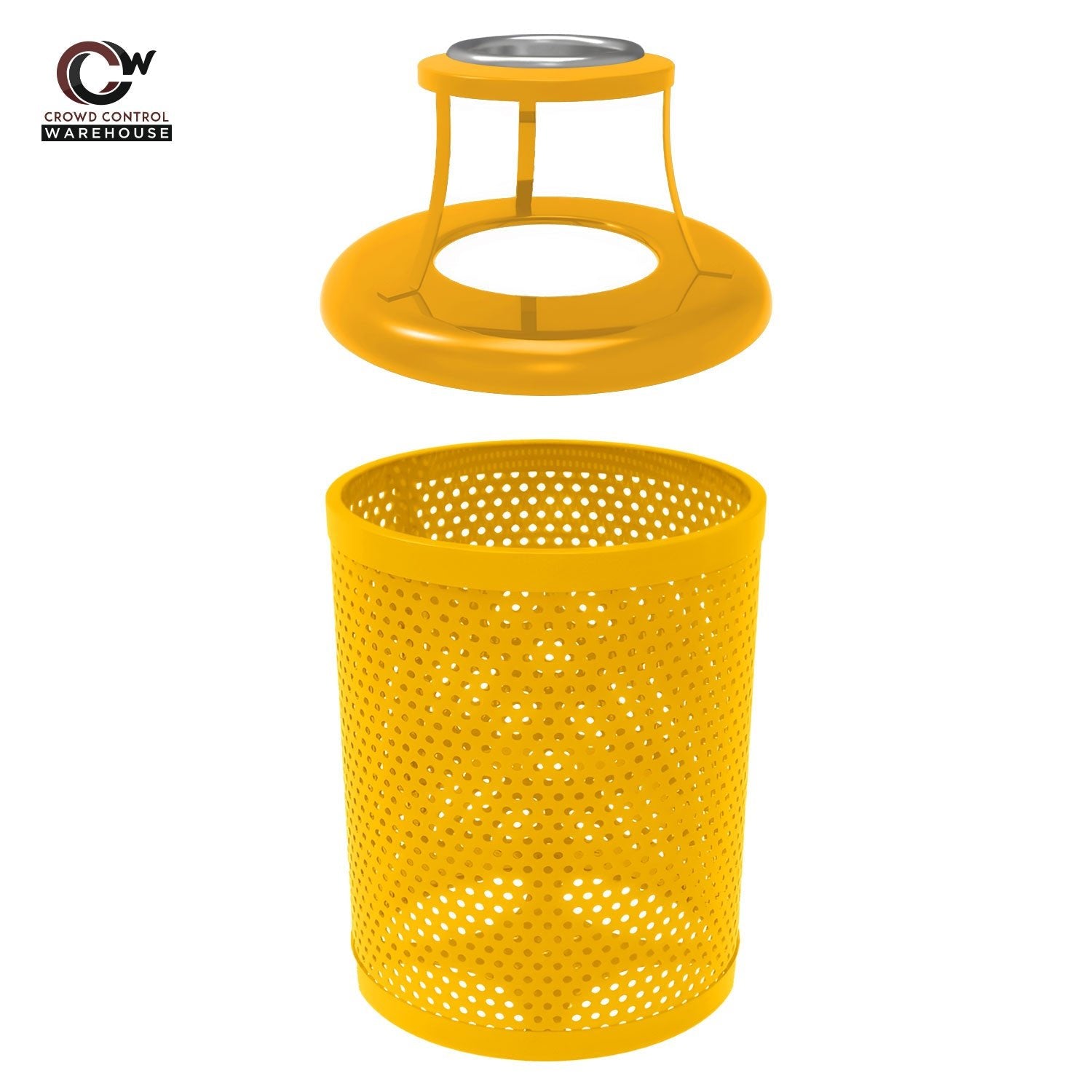 32 Gallon Trash Receptacle - Circular Pattern - Crowd Control Warehouse