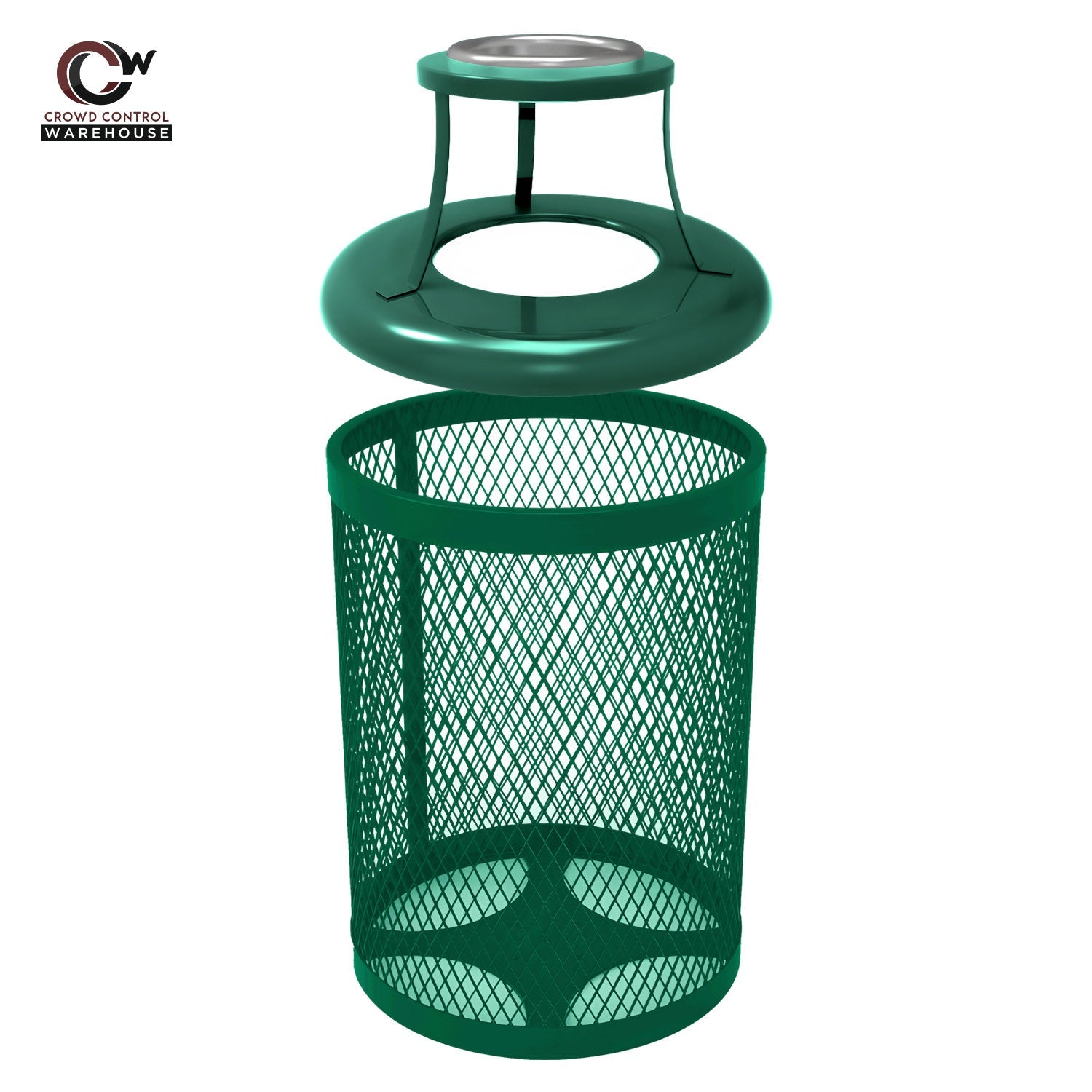 32 Gallon Trash Receptacle - Diamond Pattern - Crowd Control Warehouse