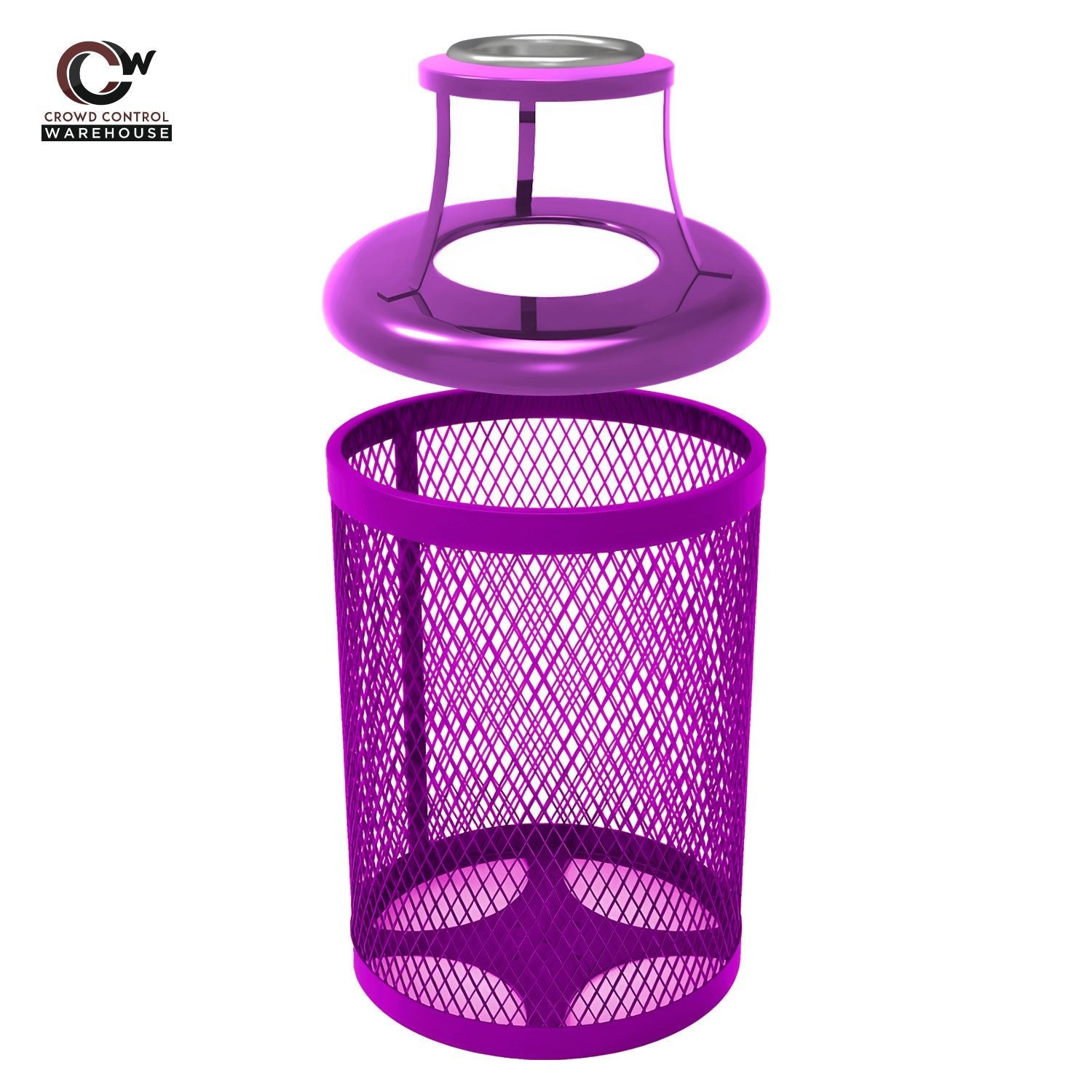 32 Gallon Trash Receptacle - Diamond Pattern - Crowd Control Warehouse