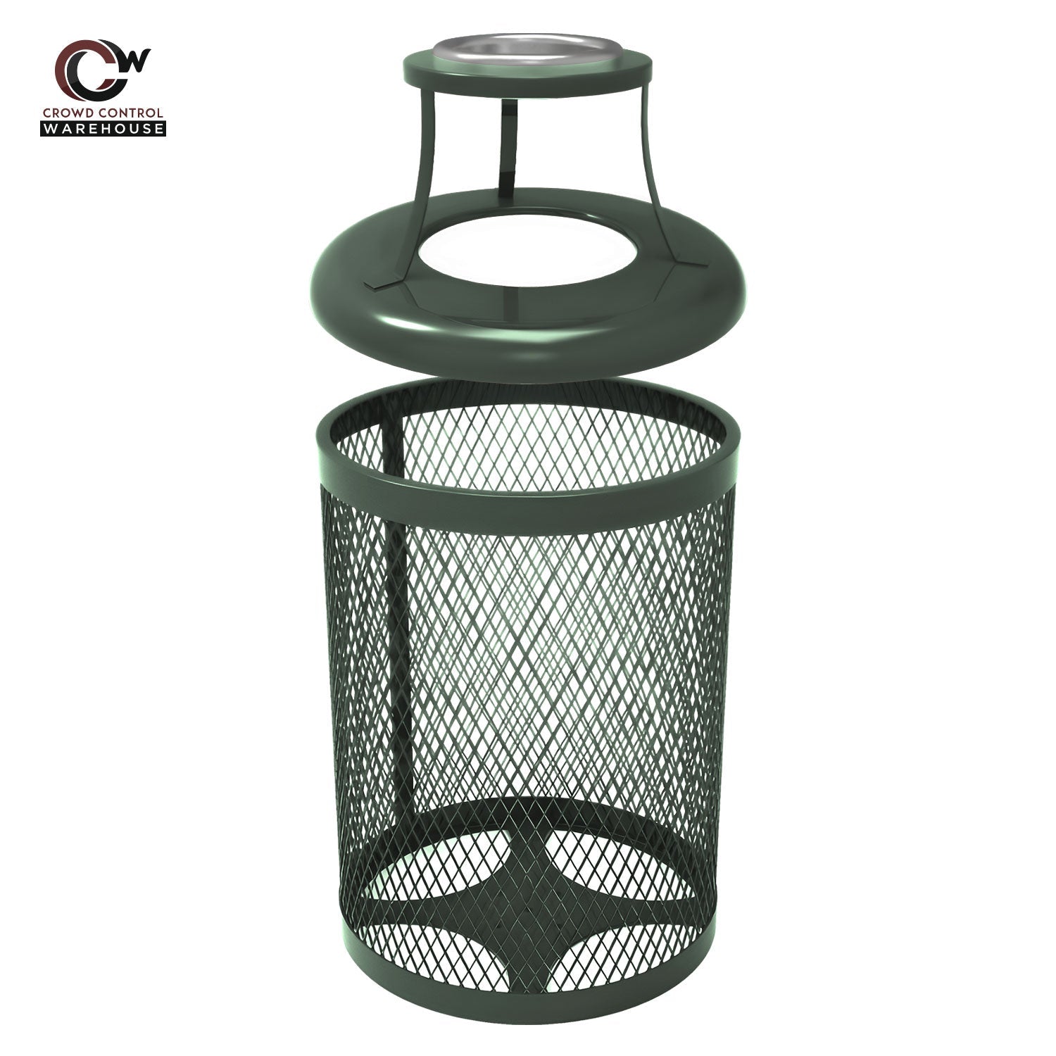 32 Gallon Trash Receptacle - Diamond Pattern - Crowd Control Warehouse