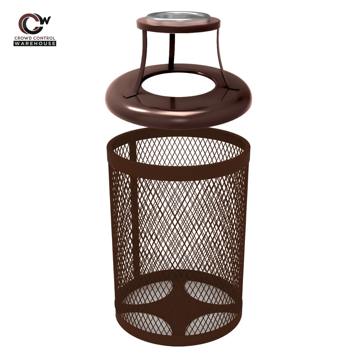 32 Gallon Trash Receptacle - Diamond Pattern - Crowd Control Warehouse