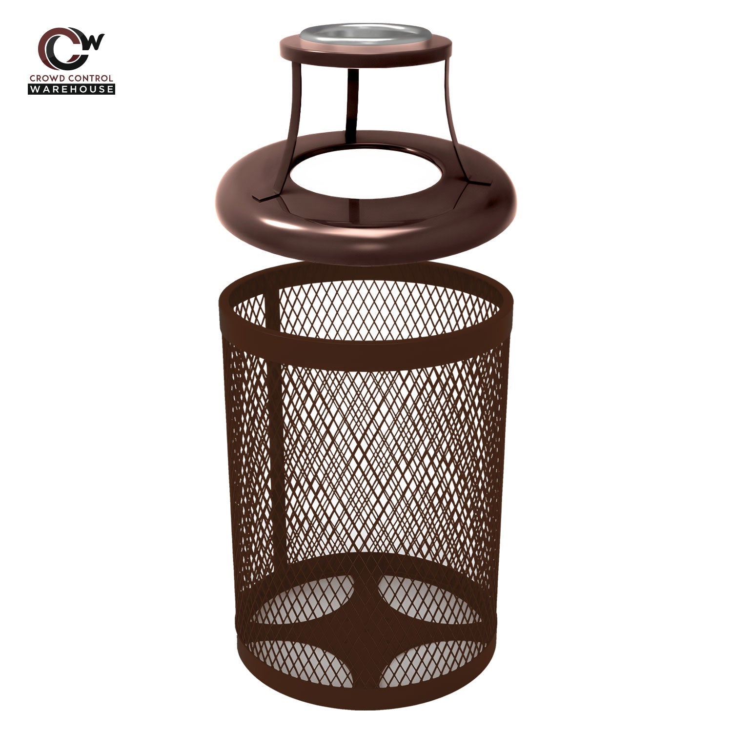 32 Gallon Trash Receptacle - Diamond Pattern - Crowd Control Warehouse