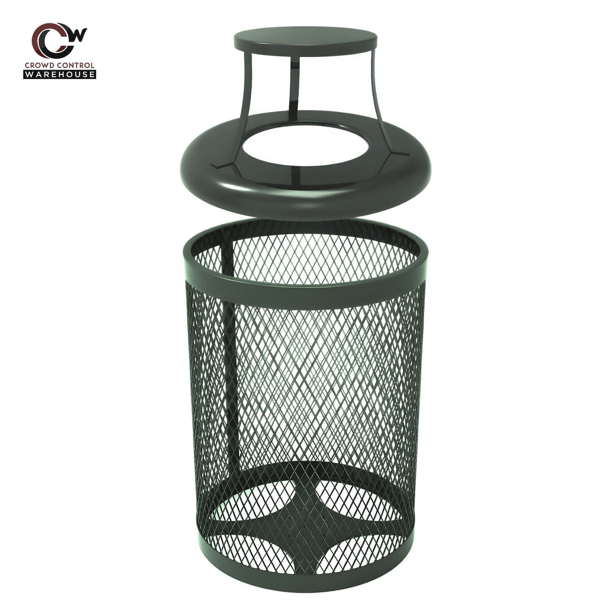 32 Gallon Trash Receptacle - Diamond Pattern - Crowd Control Warehouse