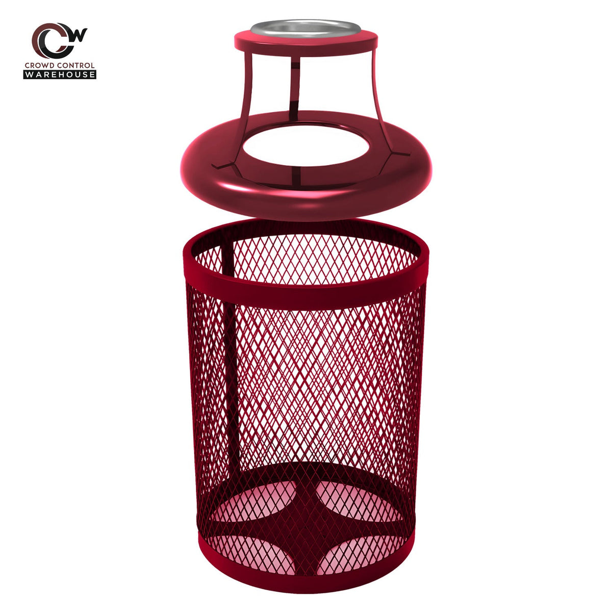 32 Gallon Trash Receptacle - Diamond Pattern - Crowd Control Warehouse