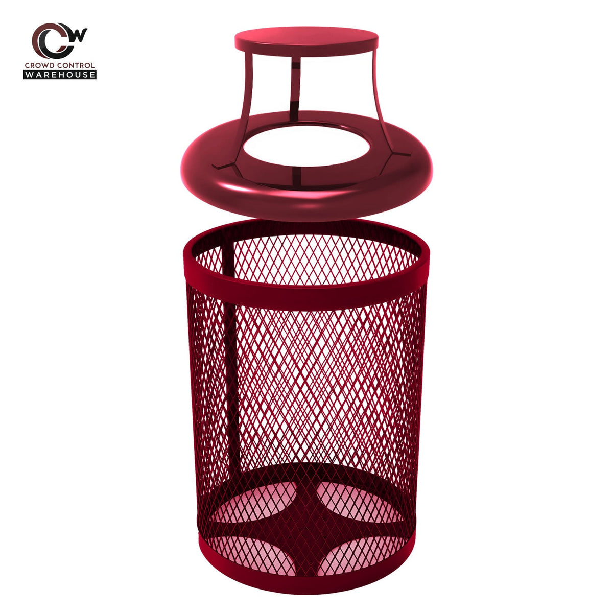 32 Gallon Trash Receptacle - Diamond Pattern - Crowd Control Warehouse