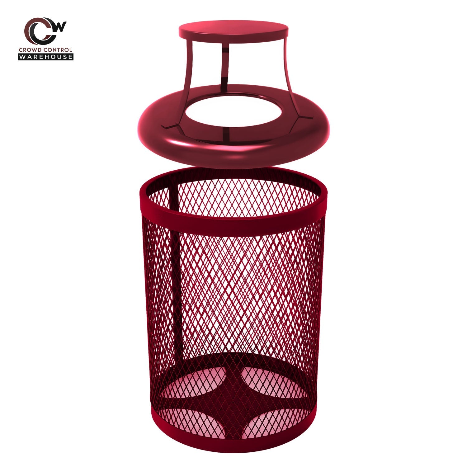 32 Gallon Trash Receptacle - Diamond Pattern - Crowd Control Warehouse
