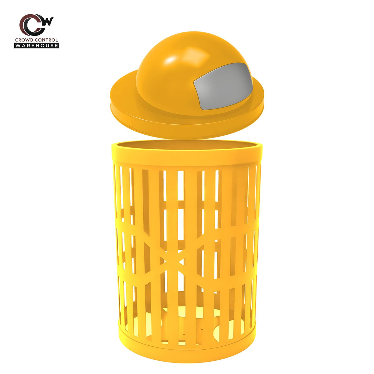 32 Gallon Trash Receptacle - Slatted Steel - Crowd Control Warehouse