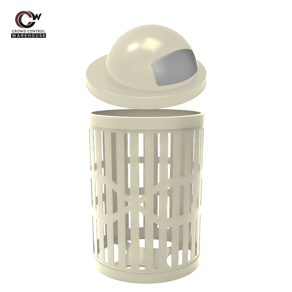 32 Gallon Trash Receptacle - Slatted Steel - Crowd Control Warehouse