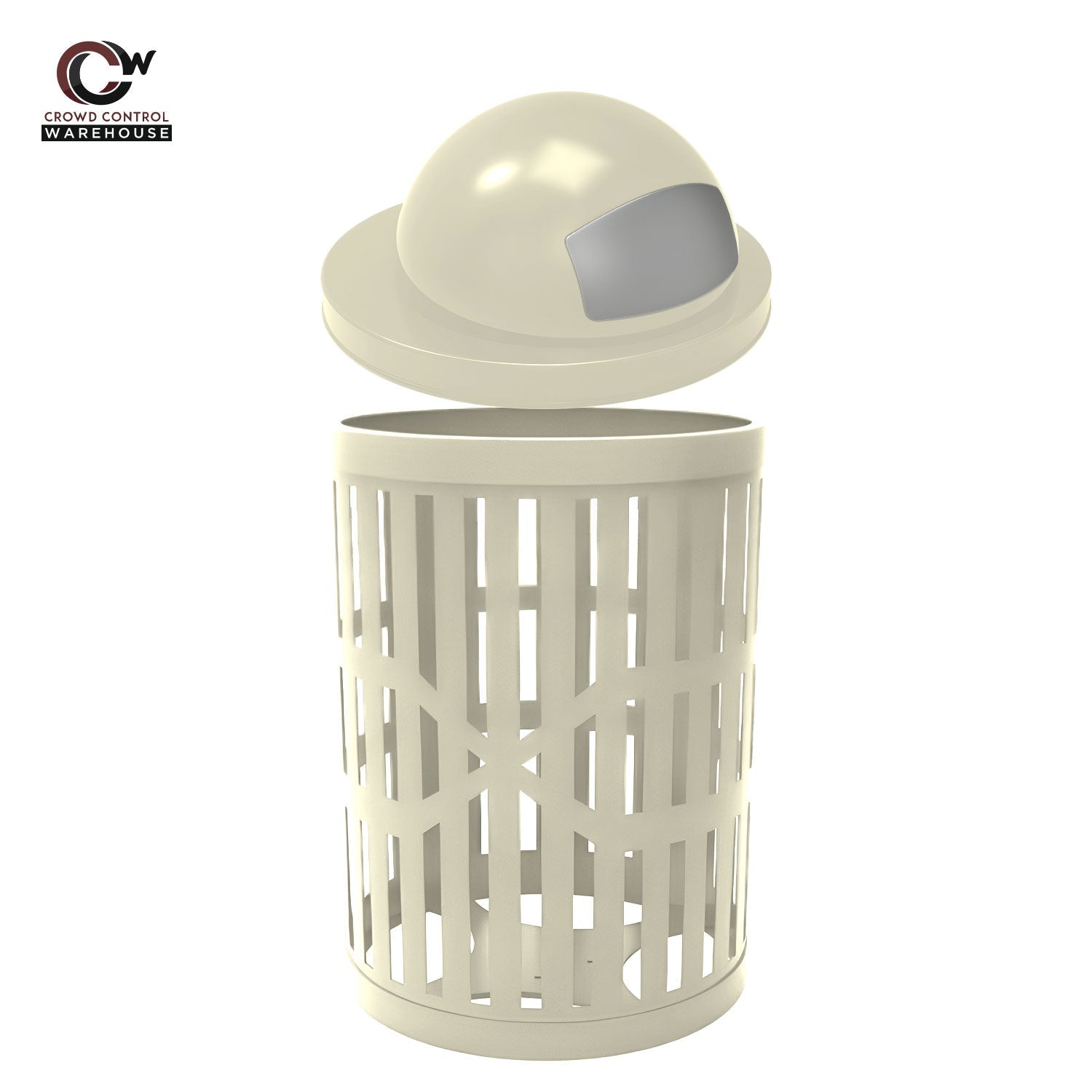32 Gallon Trash Receptacle - Slatted Steel - Crowd Control Warehouse