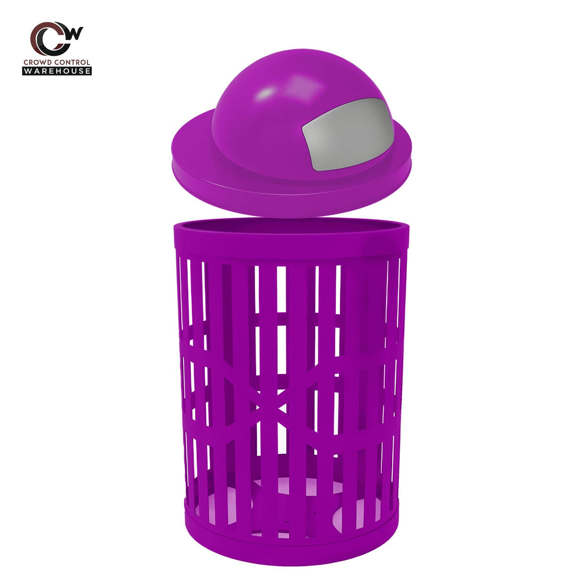 32 Gallon Trash Receptacle - Slatted Steel - Crowd Control Warehouse