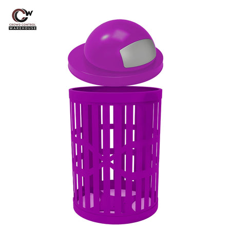 32 Gallon Trash Receptacle - Slatted Steel - Crowd Control Warehouse