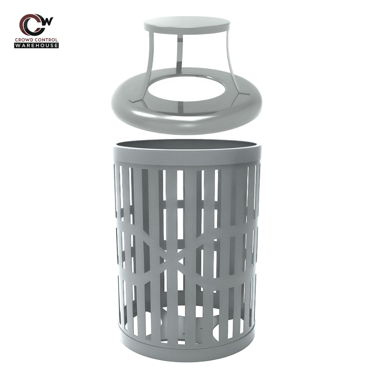 32 Gallon Trash Receptacle - Slatted Steel - Crowd Control Warehouse